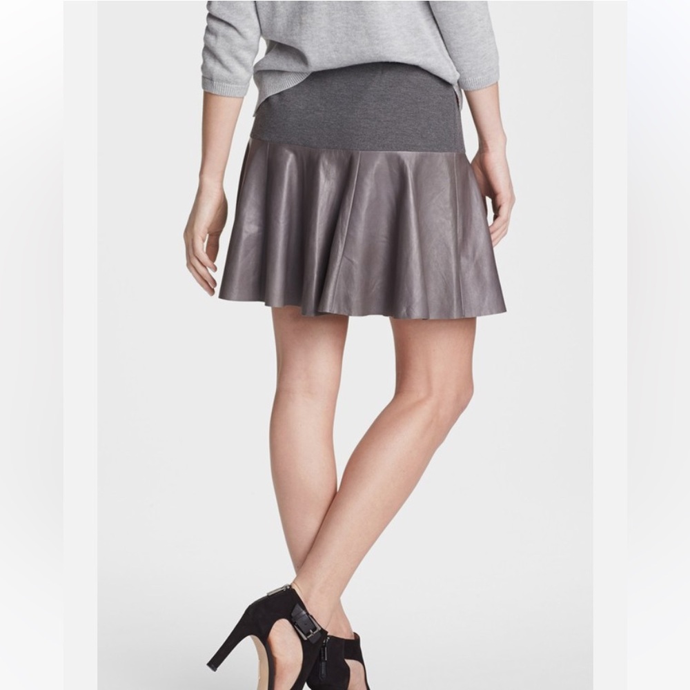 HINGE Leather Panel Peplum SKIRT GREY SIZE XS $198 VERY CHIC NORDSTROM